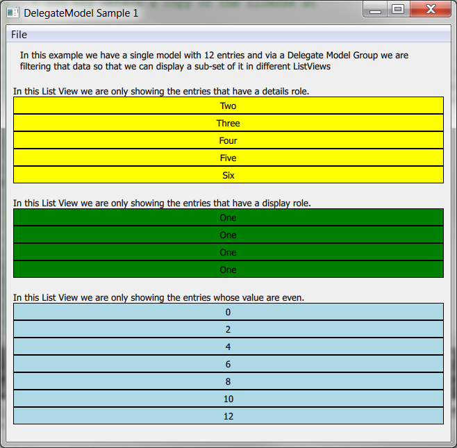 How to use Qt Quick s DelegateModelGroup